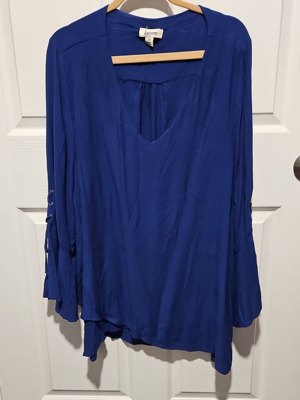 Beme Royal Blue V-Neck Long Sleeve Tunic